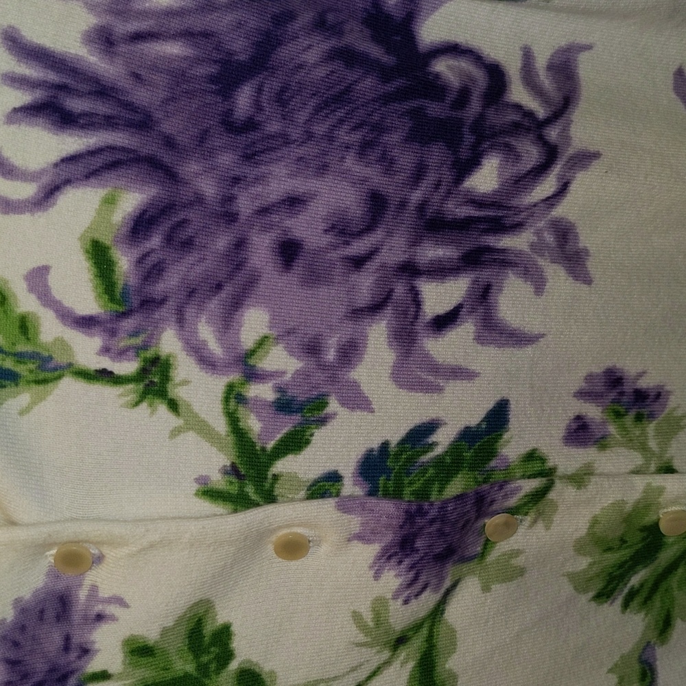 Talbots Petites Women's Size M Button Front Floral Print Cardigan Sweater - Picture 2 of 10